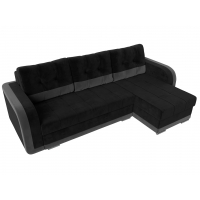 Угловой диван Марсель (велюр чёрный серый)  - Изображение 4